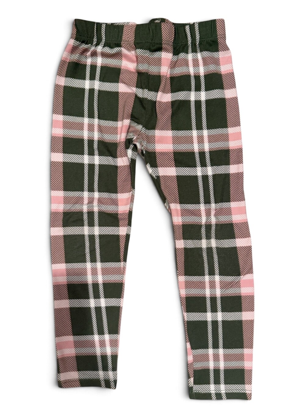 bween toddler leggings size 4 pink green plaid polyester spandex